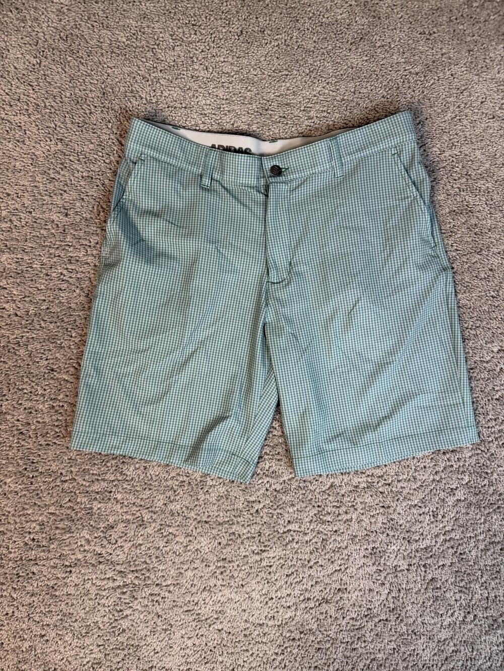 Adidas Golf Shorts Mens 34 Green Polyester Spandex Microfiber 8 Inseam Stretch